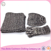 2017 fashion girls' winter high quality Eco friendly custom knitted acrylic scarf and hat set